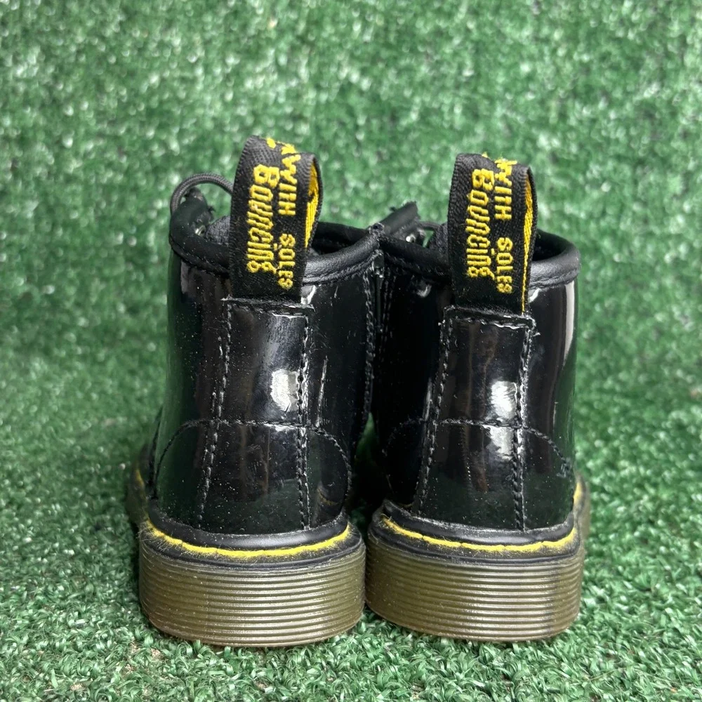 Dr. Martens Brooklee B Patent Leather Lace Up Side Zip Boots Black Toddler Sz 4